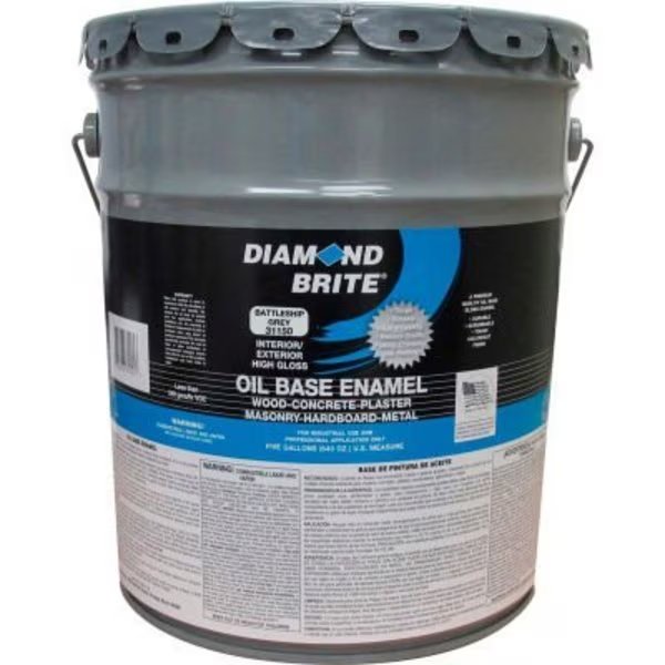 Interior/Exterior Paint, Gloss, Battleship Gray, 5 gal, Diamond Brite, Mfr#: 31150-5